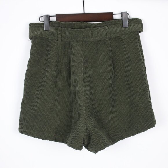 Altar'd State Womens Small Olive Ribbed Corduroy Paperbag Belted Shorts - Picture 2 of 4